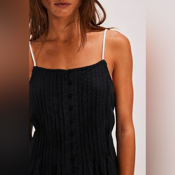Free People Tate Tunic Black Mini Dress Open Back Lace Up NWOT - Picture 5 of 15